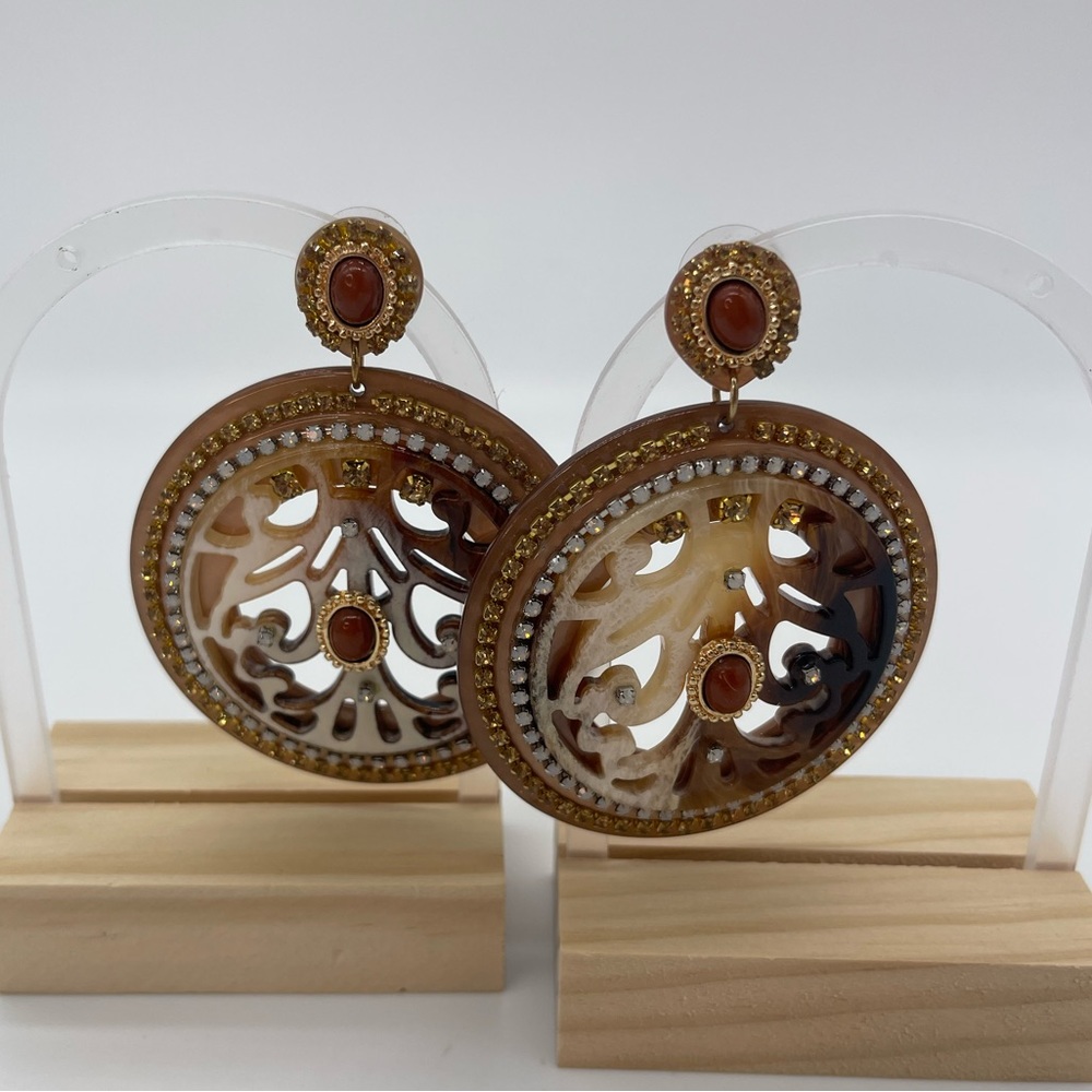 Trendy Stud With Dangle Circular Earring Rhinesto… - image 2